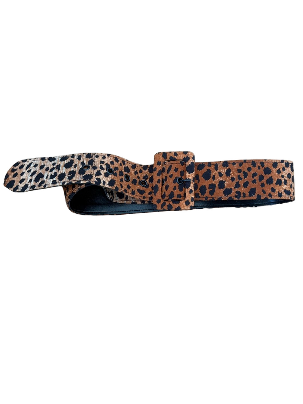 Leopard Print Wide Waist Belt - Brown